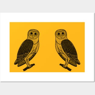 Barn Owls in Love - super cute hand drawn owl lovers design Posters and Art